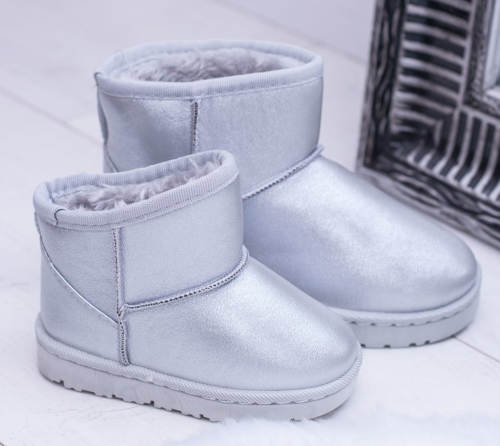Srebrni čizme za snijeg za djevojčice s krznenim kaputom